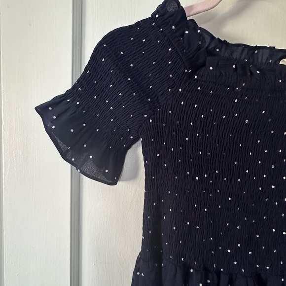 Pinkblush Navy Blue Midi Dress with White Dots - Picture 3 of 4